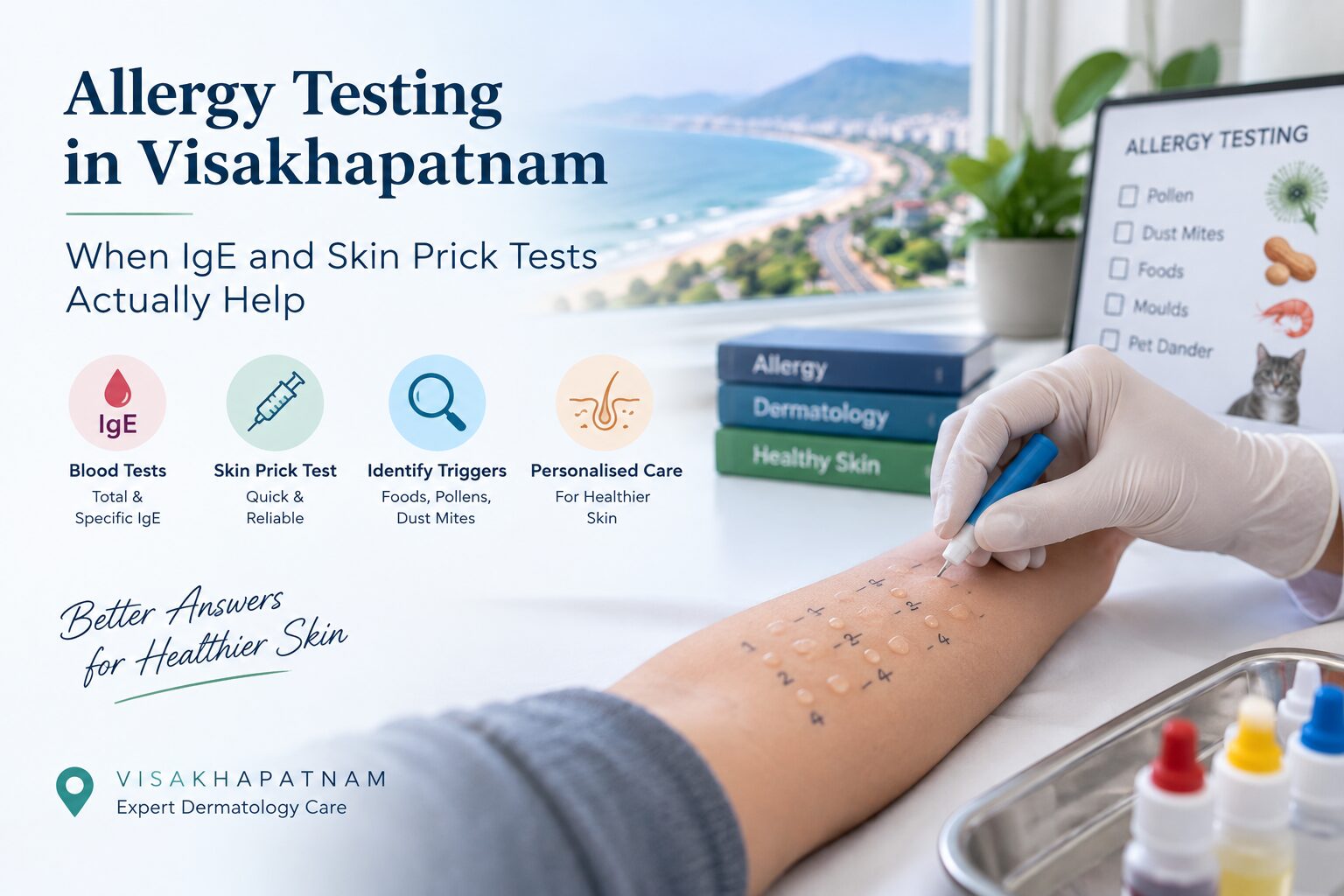 Skin prick allergy testing in Visakhapatnam dermatology clinic